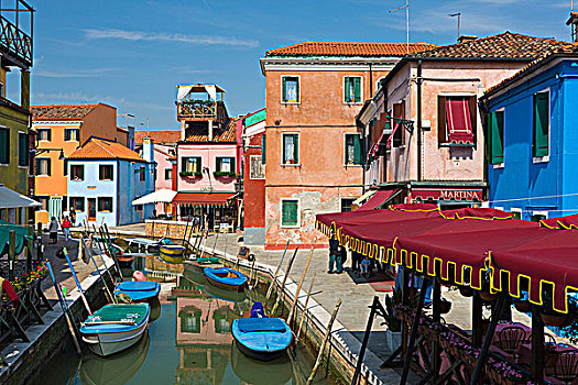 彩色,建筑,排列,运河,威尼斯,意大利