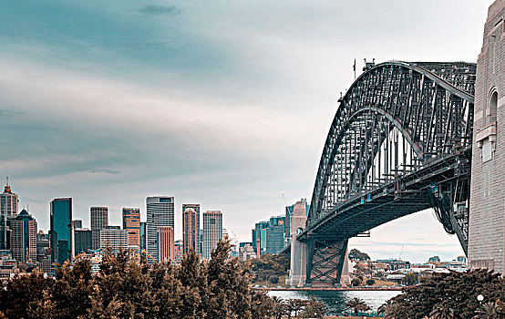 海港大桥,天际线,悉尼,新,南,鲸,澳大利亚