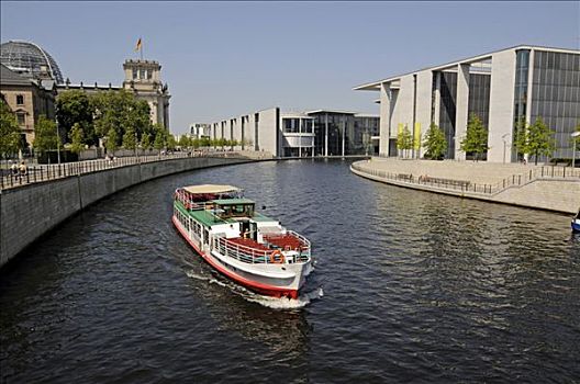 客船,施普雷河,正面,柏林,德国,欧洲