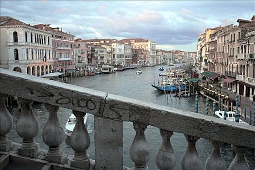 桥,运河,威尼斯,意大利,俯视图