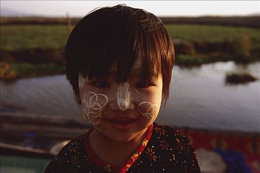 缅甸,茵莱湖,女孩,兴趣,图案,脸