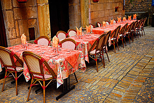 街头餐厅,内庭,中世纪,街道,萨尔拉,区域,法国