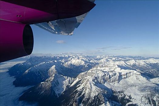 阿尔卑斯山,飞机,窗户,旅店,山谷,奥地利