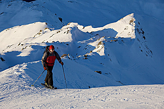 雪鞋,旅游,顶峰,基茨比厄尔,阿尔卑斯山,提洛尔,奥地利