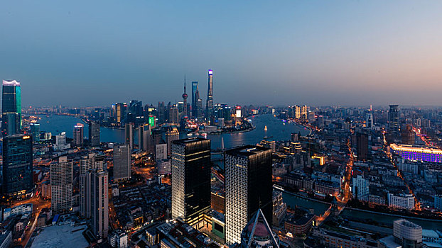 上海浦东黄昏夜景