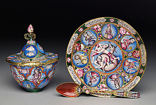 盖子,碗,占星,装饰,早,19世纪,艺术家,未知
