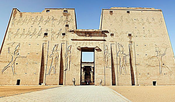 埃及,伊迪芙,雕刻,入口,荷露斯神庙