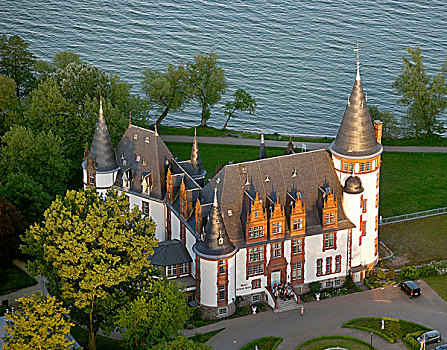航拍,城堡,酒店,梅克伦堡前波莫瑞州,德国,欧洲