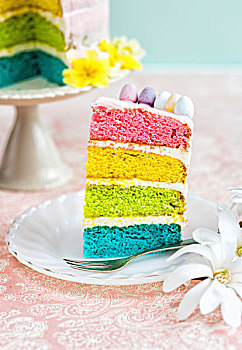 切片,彩虹,蛋糕,复活节