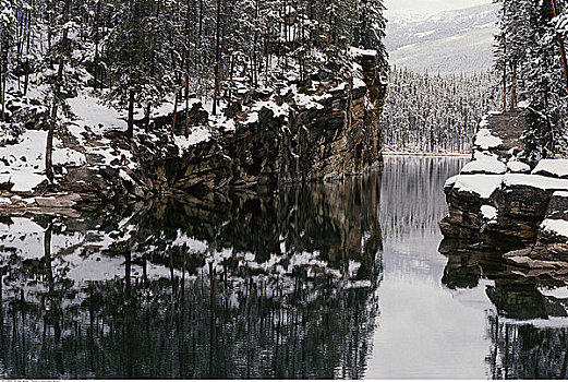 蜜月,湖,碧玉国家公园,艾伯塔省,加拿大