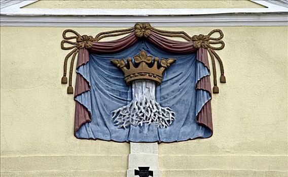 盾徽,市政厅,布拉索夫,特兰西瓦尼亚,罗马尼亚,欧洲