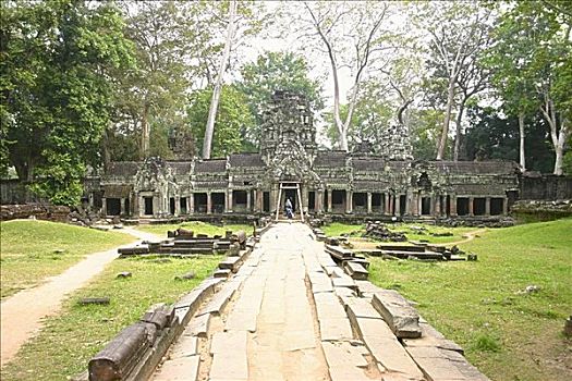 小路,庙宇,吴哥窟,收获,柬埔寨