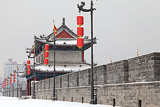雪中的西安城墙