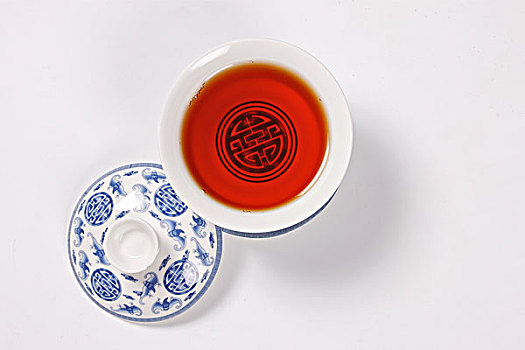 青花瓷盖碗茶