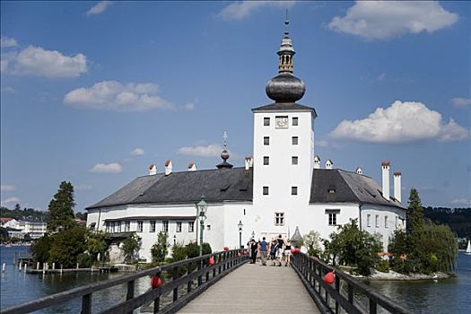 城堡,湖,特劳恩湖,萨尔茨卡莫古特,区域,上奥地利州,奥地利