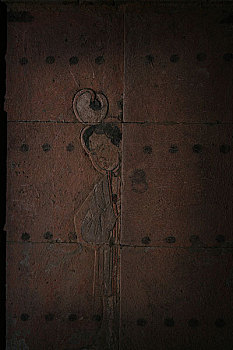 河南洛阳古墓博物馆内砖雕