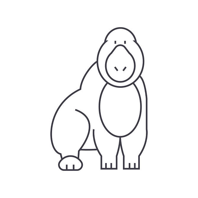 大猩猩,矢量,线条,象征,标识,插画,背景,白色背景_高清图片_全景视觉