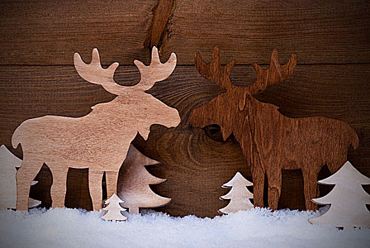 圣诞装饰,驼鹿,情侣,相爱,树,雪