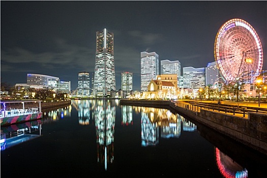 横滨,夜晚,日本
