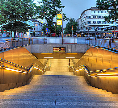 入口,地铁,步行区,杜伊斯堡,北莱茵威斯特伐利亚,德国,欧洲
