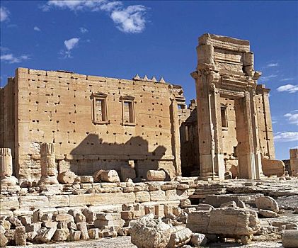 庙宇,遗址,发掘场,柱子,古老,帕尔迈拉,叙利亚,中东,东方,世界遗产