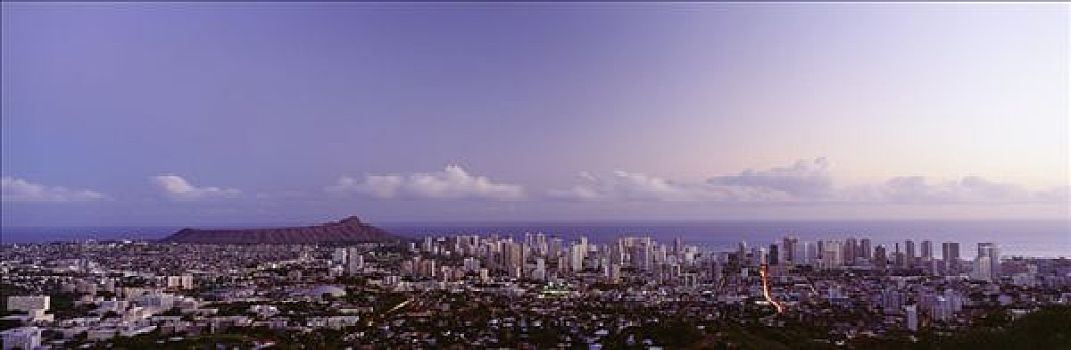 夏威夷,瓦胡岛,景色,怀基基海滩,钻石海岬,黎明