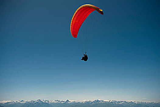 航拍,滑伞运动,弗利姆斯,瑞士,欧洲