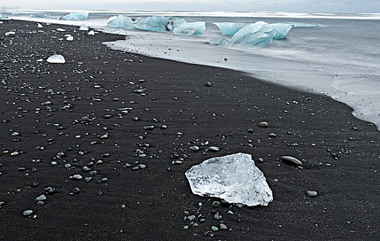 冰山,黑色背景,火山,海滩,靠近,结冰,泻湖,杰古沙龙湖,冰河,瓦特纳冰川,冰岛,大幅,尺寸