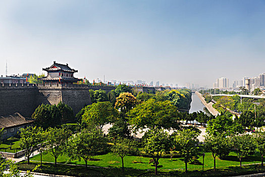 城墙,西安,陕西,中国,亚洲