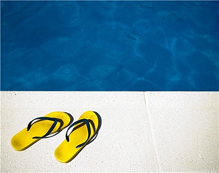 黄色,凉鞋,游泳池