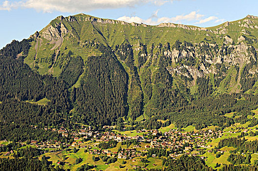 风景,山谷,乡村,文根,高处,山,伯尔尼州,瑞士,欧洲