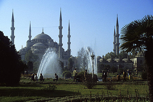 土耳其,伊斯坦布尔,公园,蓝色清真寺,背景