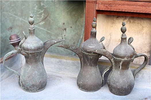 传统,阿拉伯,咖啡壶,出售,多哈,卡塔尔
