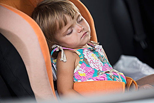 女婴,睡觉,汽车座椅