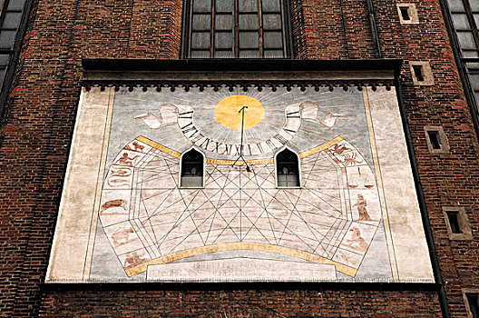 日晷,圣母大教堂,慕尼黑,巴伐利亚,德国,欧洲