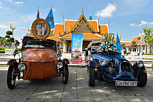老爷车,展示,寺院,背影,曼谷,泰国,亚洲