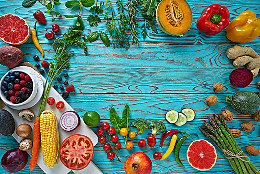 健康食物,蔬菜,心形,石南,木质,青绿色背景,木头