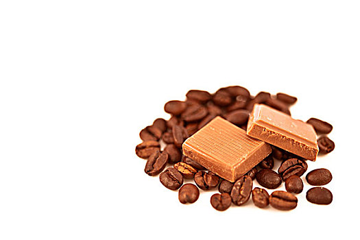 巧克力,咖啡,种子,白色背景