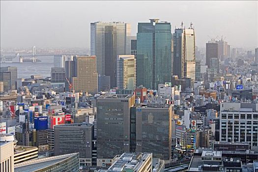 城市,东京,背景,日本,俯视,远景