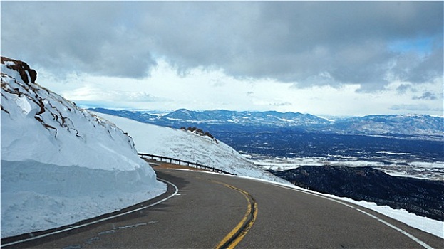 道路,顶峰,科罗拉多,冬天
