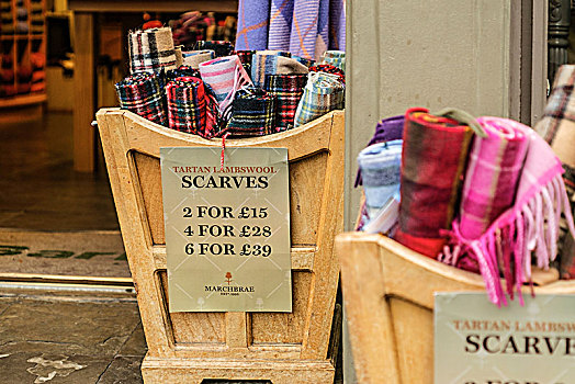 商业,许多,围巾,不同,木盒,爱丁堡,高地,苏格兰