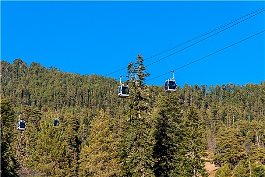 滑雪缆车,山