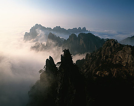 高,角度,山,黃山,安徽