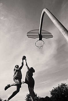 女人,玩,篮球