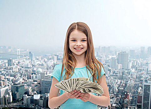 钱,金融,人,概念,微笑,小女孩,美元
