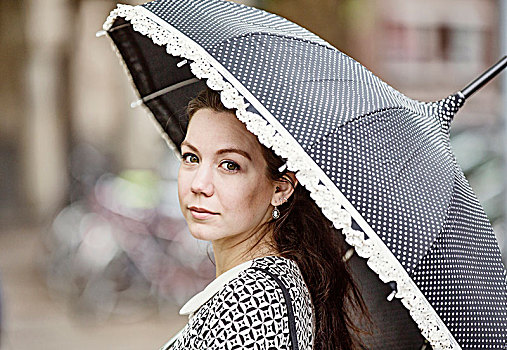 美女,复古,连衣裙,伞,头像,德国,欧洲