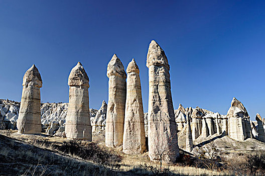土耳其,中安那托利亚,省,卡帕多西亚,国家公园,仙人烟囱岩,白色,山谷,喜爱