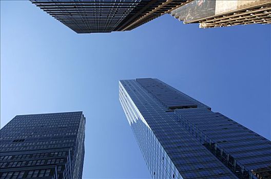 摩天大楼,蓝天,纽约,美国