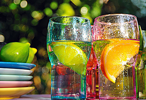 果味,饮料,彩色,玻璃杯