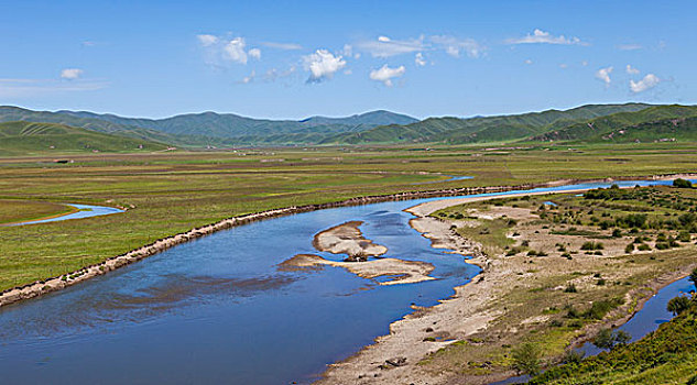 四川阿坝红原草原月亮湾风景区